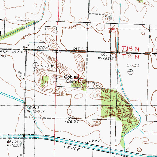 Topographic Map of Goble Cemetery, IL