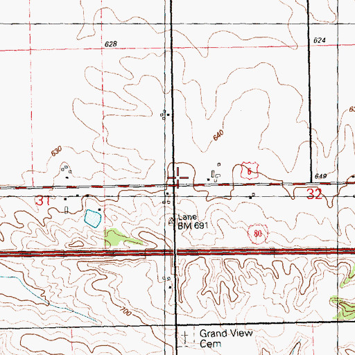 Topographic Map of Grand View School (historical), IL