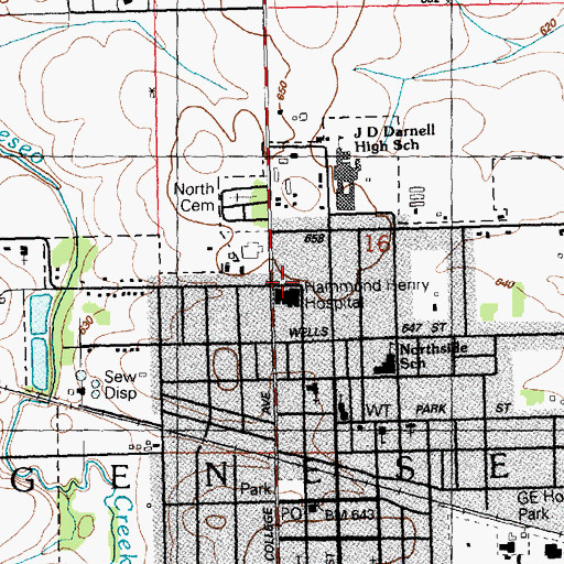 Topographic Map of Hammond Henry Hospital, IL