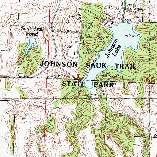 Topographic Map of Johnson Sauk Trail State Park, IL