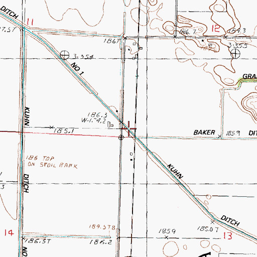 Topographic Map of Kuhn Ditch Number 1, IL