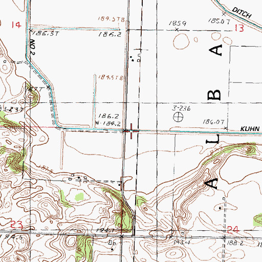 Topographic Map of Kuhn Ditch Number 2, IL
