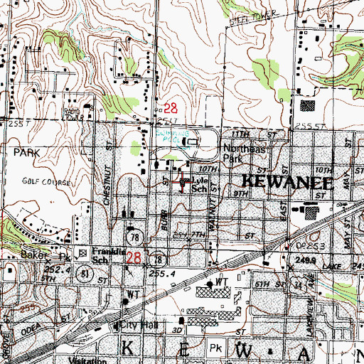 Topographic Map of Lyle Elementary School, IL