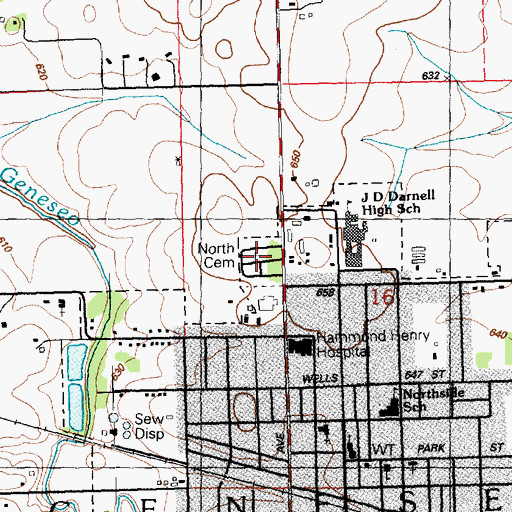Topographic Map of North Cemetery, IL