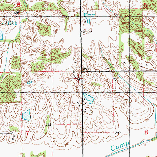 Topographic Map of Oak Hill School (historical), IL