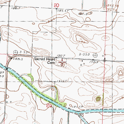 Topographic Map of Sacred Heart Cemetery, IL