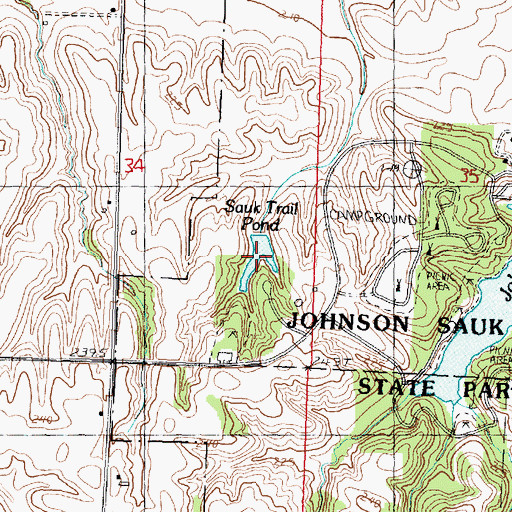 Topographic Map of Sauk Trail Pond, IL