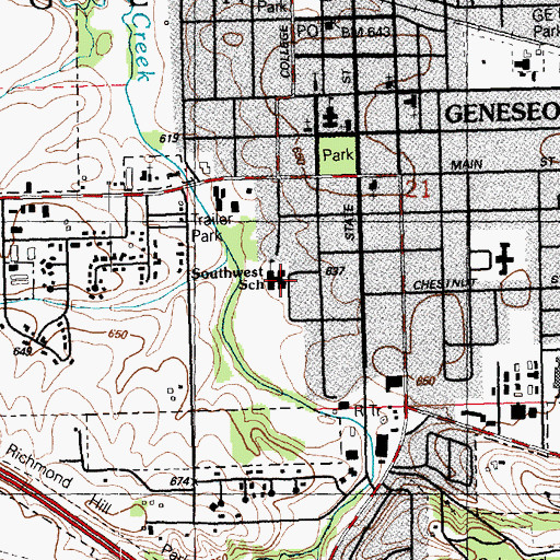 Topographic Map of Southwest Elementary School, IL