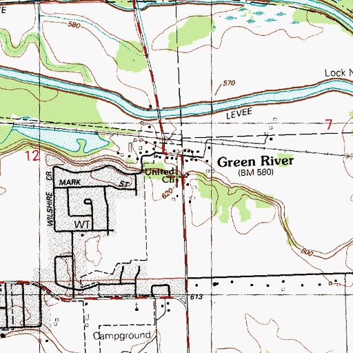 Topographic Map of United Church, IL