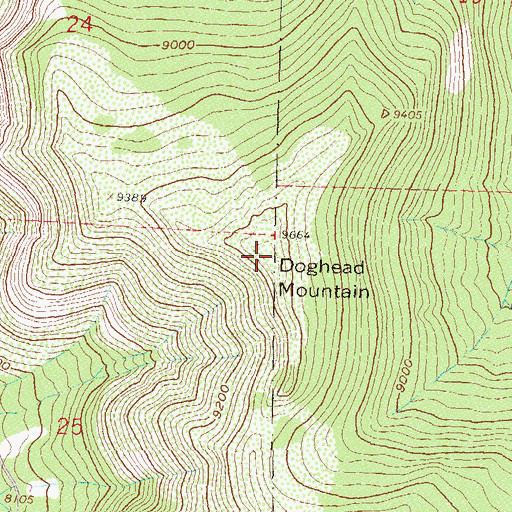 Topographic Map of Doghead Mountain, CO