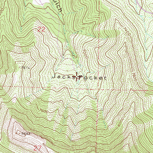 Topographic Map of Jacks Pocket, CO