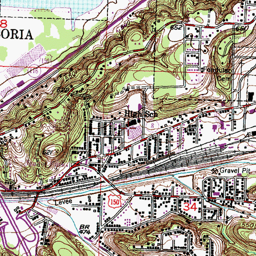 Topographic Map of East Peoria High School, IL