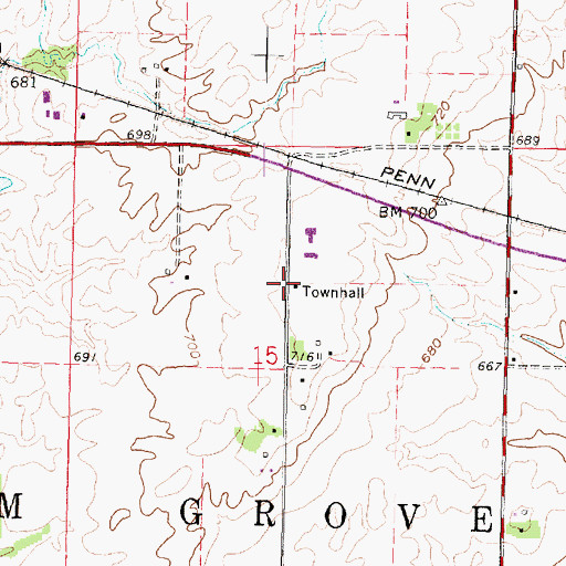 Topographic Map of Elm Grove Townhall, IL