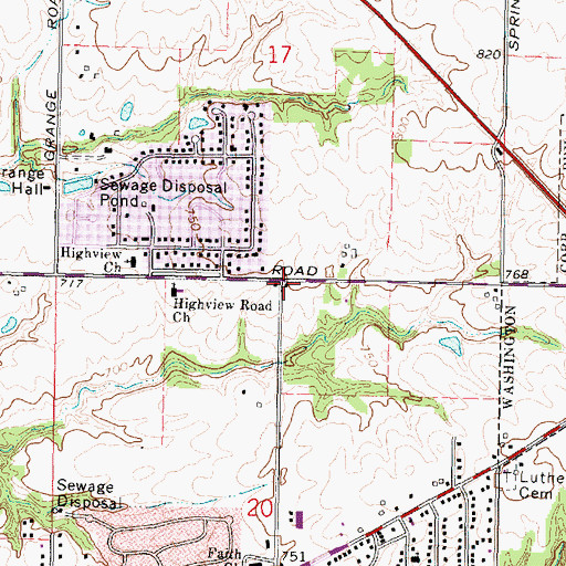 Topographic Map of Hopewell School (historical), IL