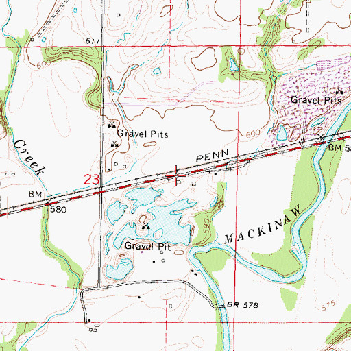 Topographic Map of Menert, IL