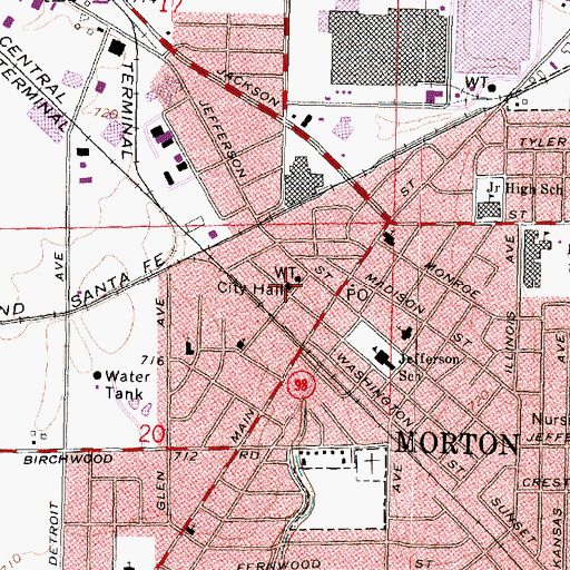 Topographic Map of Morton City Hall, IL