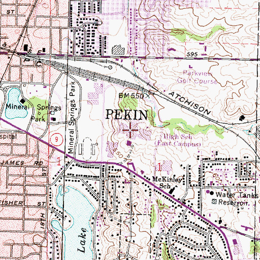 Topographic Map of Pekin High School-East Campus, IL