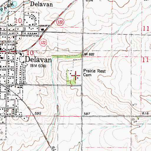 Topographic Map of Prairie Rest Cemetery, IL