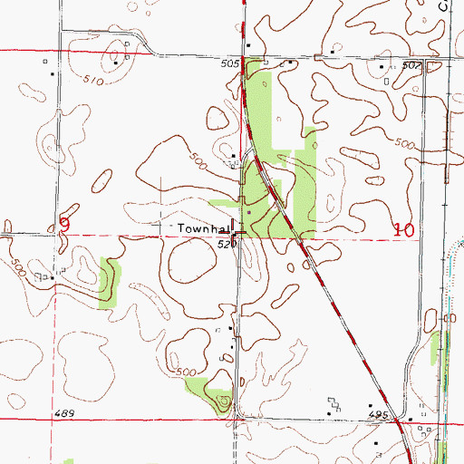 Topographic Map of Sand Prairie Townhall, IL