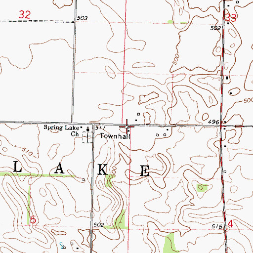 Topographic Map of Spring Lake Townhall, IL