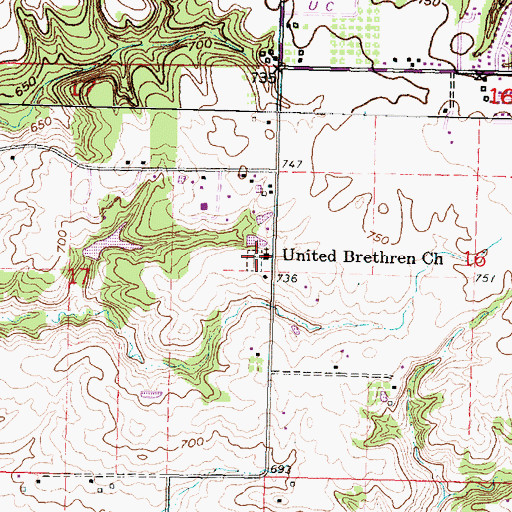 Topographic Map of United Brethren Church, IL
