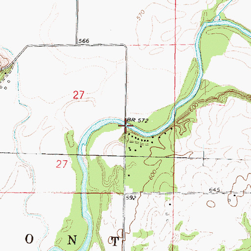 Topographic Map of Vaughter Bridge, IL