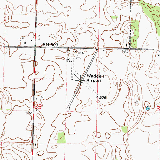 Topographic Map of Waddell Airport (historical), IL