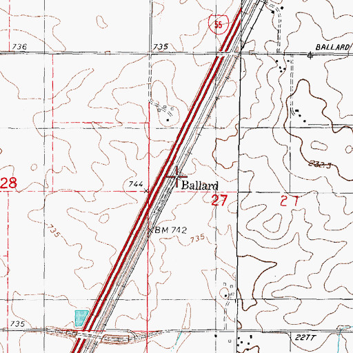 Topographic Map of Ballard, IL