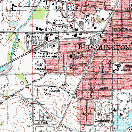 Topographic Map of Buckmann Park, IL