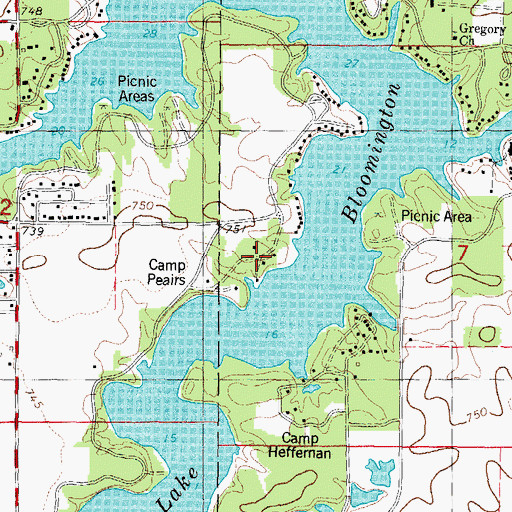 Topographic Map of Camp Peairs, IL