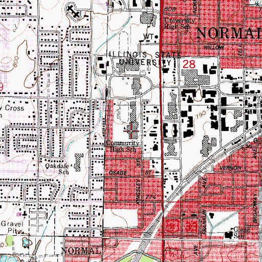 Topographic Map of Normal Community High School, IL