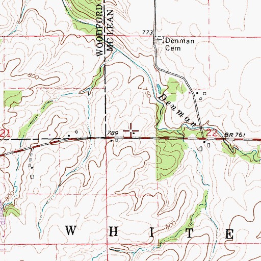 Topographic Map of Denman School (historical), IL