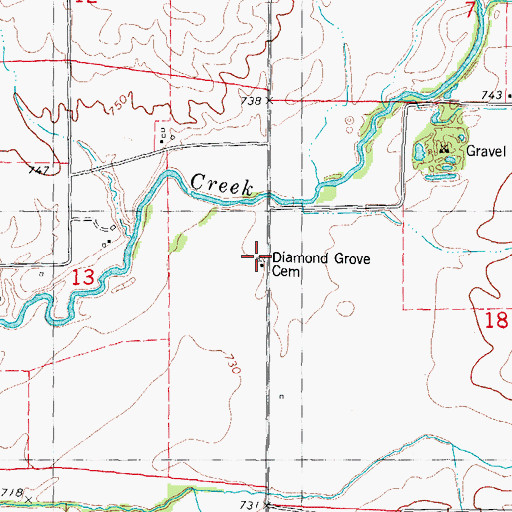 Topographic Map of Diamond Grove Cemetery, IL