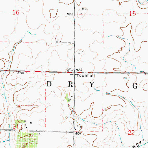 Topographic Map of Dry Grove Townhall, IL
