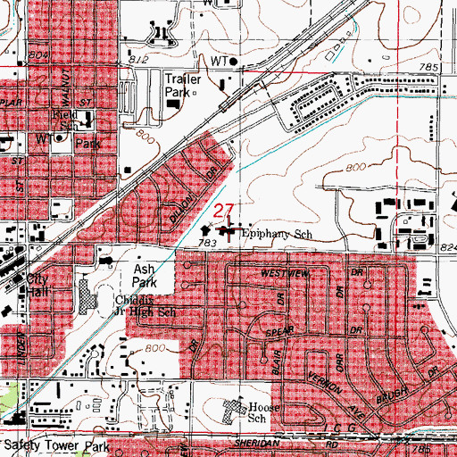 Topographic Map of Epiphany Grade School, IL