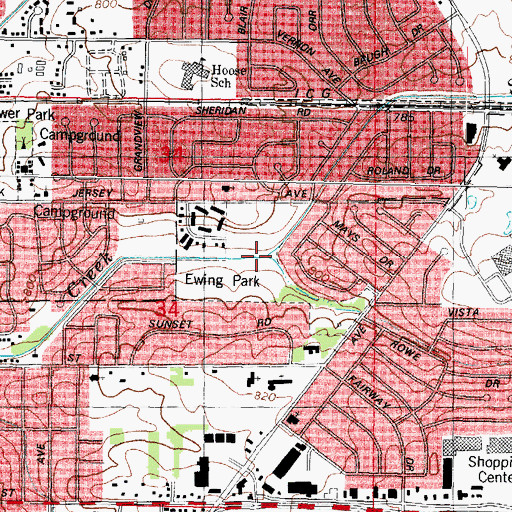 Topographic Map of Ewing Park, IL