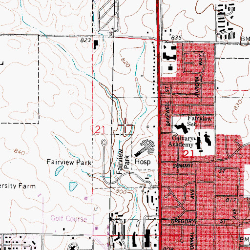 Topographic Map of Fairview Elementary School, IL