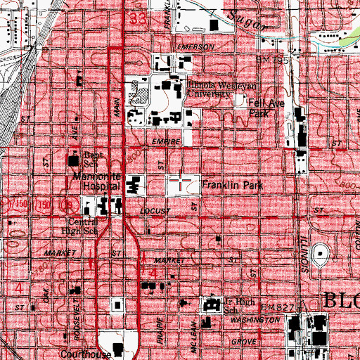 Topographic Map of Franklin Park, IL
