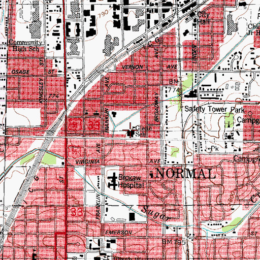 Topographic Map of Glenn Elementary School, IL
