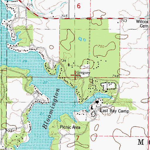 Topographic Map of Gregory Church, IL