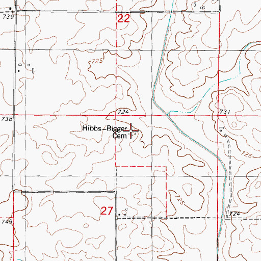 Topographic Map of Hibbs-Bigger Cemetery, IL