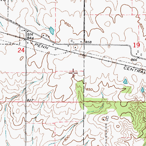 Topographic Map of Hickory Ridge School (historical), IL