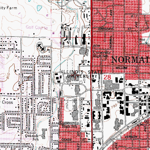 Topographic Map of Illinois State University, IL