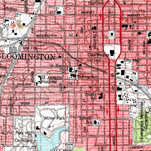 Topographic Map of Irving Elementary School, IL