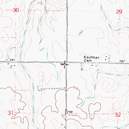 Topographic Map of Kaufman School (historical), IL