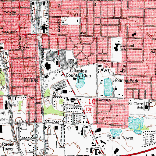 Topographic Map of Lakeside Country Club, IL