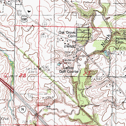 Topographic Map of Le Roy Golf Course, IL