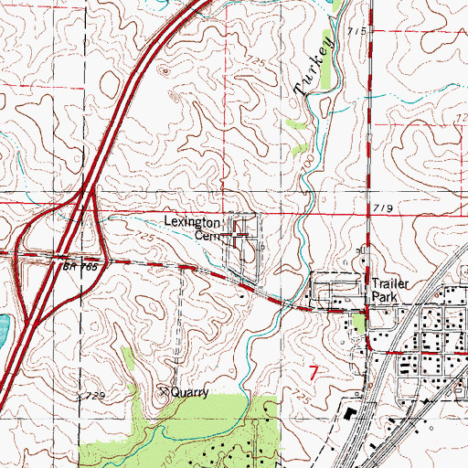 Topographic Map of Lexington Cemetery, IL