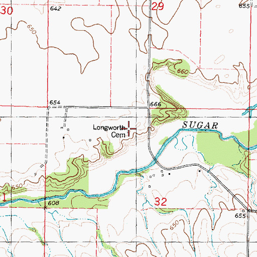 Topographic Map of Longsworth Cemetery, IL