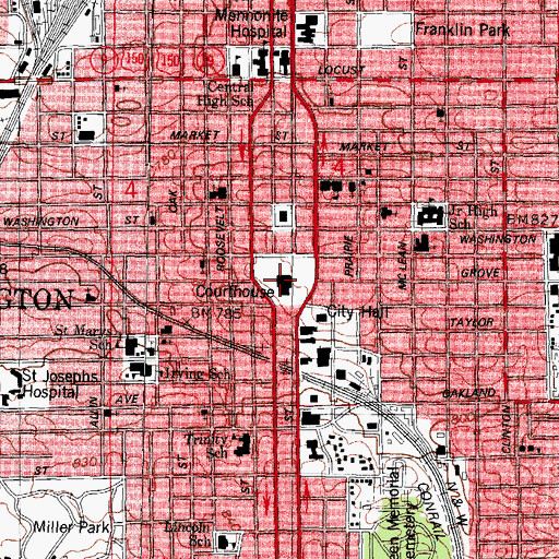 Topographic Map of McLean County Courthouse, IL